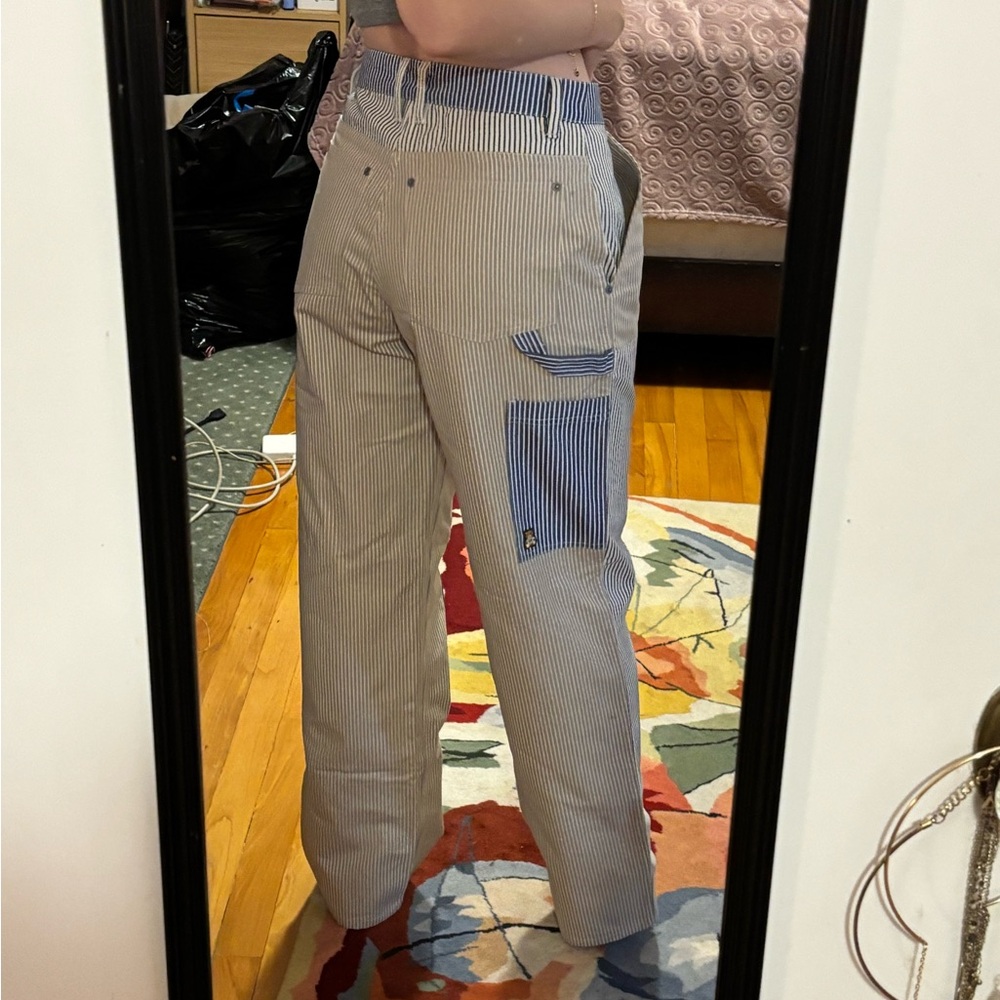 Teddy Fresh Beige and Navy Striped Workwear Pants - Picture 3 of 5